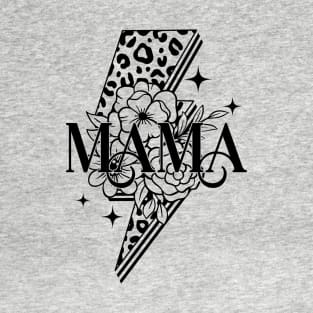 MAMA Light bolt Floral Leopard print Mother's Day Vintage T-Shirt